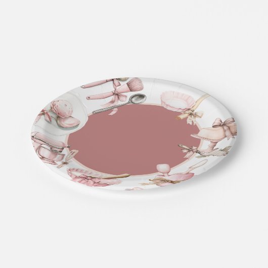 Assiettes En Carton Cutie Pie | Baby shower fille rose aquarelle (Angle)
