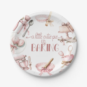 Assiettes En Carton Cutie Pie   Baby shower fille rose aquarelle