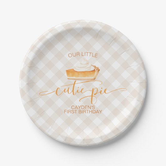 Assiettes En Carton Cutie Pie citrouille pie Chute plaid Premier anniv (Devant)
