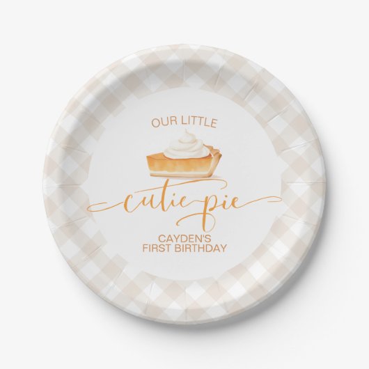 Assiettes En Carton Cutie Pie citrouille pie Chute plaid Premier anniv (Devant)