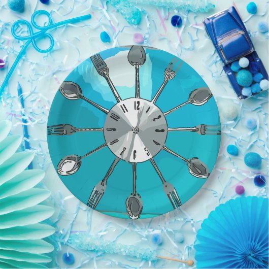 Assiettes En Carton Cutlery O'clock Plate (Fête)