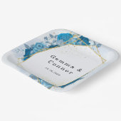 Assiettes En Carton Cyan bleu Rustique Mariage géométrique (Angulaire)