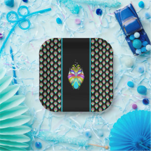 Assiettes En Carton Cyan coloré et hibou Oracle noir