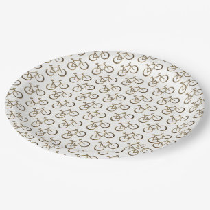 Assiettes En Carton Cycliste de recyclage d'or de vélo de bicyclette