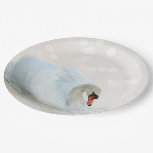 Assiettes En Carton Cygne blanc gracieux (Angle)