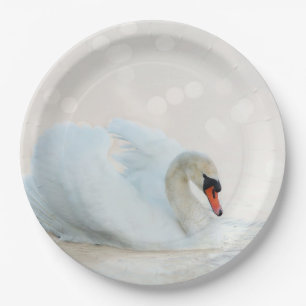 Assiettes En Carton Cygne blanc gracieux