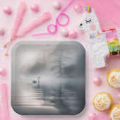 Assiettes En Carton Cygne Solitaire Sur Le Lac Misty Morning (Fête)