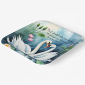 Assiettes En Carton Cygnes en amour Aquarelle Lotus Lake Mariage (Angulaire)