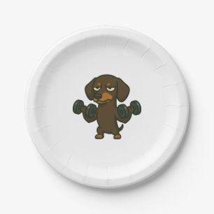 Assiettes En Carton Dachshund avec entraînement de fitness d'haltère b