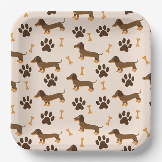 Assiettes En Carton Dachshund Chien Anniversaire (Recto)