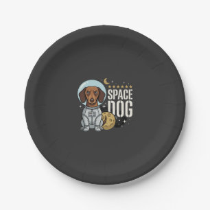 Assiettes En Carton Dachshund Chien Spatial Astronaute Vecteur