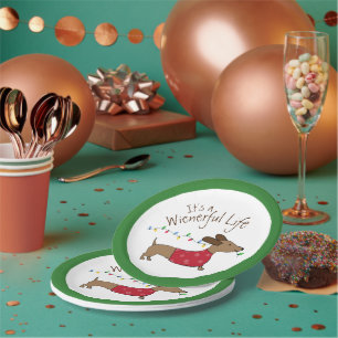 Assiettes En Carton Dachshund Dessert de Noël Plaques jetables