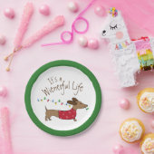 Assiettes En Carton Dachshund Dessert de Noël Plaques jetables (Fête)
