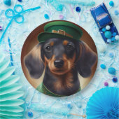 Assiettes En Carton Dachshund Dog en tenue de la Saint Patrick (Fête)