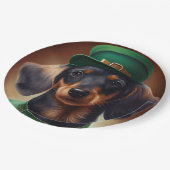 Assiettes En Carton Dachshund Dog en tenue de la Saint Patrick (Angle)
