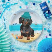 Assiettes En Carton Dachshund Dog sur la plage (Fête)