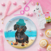 Assiettes En Carton Dachshund Dog sur la plage (Fête)