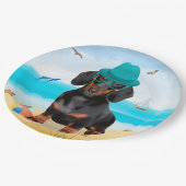 Assiettes En Carton Dachshund Dog sur la plage (Angle)