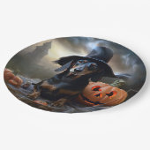 Assiettes En Carton Dachshund Halloween effroi (Angle)