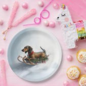 Assiettes En Carton Dachshund hiver neige de Noël (Fête)