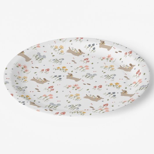 Assiettes En Carton Dachshund Lover Weiner Chien Saucisse Chien Fleur  (Angle)