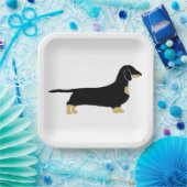 Assiettes En Carton dachshund noir et silhouette tan (Fête)