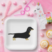 Assiettes En Carton dachshund noir et silhouette tan (Fête)
