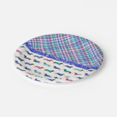 Assiettes En Carton Dachshund Plaid Plaques de papier vert bleu (Angle)