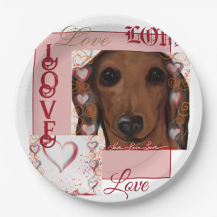 Assiettes En Carton Dachshund Rouge