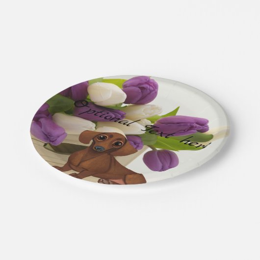 Assiettes En Carton Dachshund Tulips Papier Plaque (Angle)