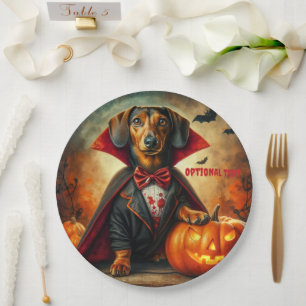 Assiettes En Carton Dachshund Vampire Halloween
