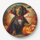 Assiettes En Carton Dachshund Vampire Halloween (Devant)