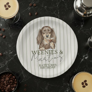 Assiettes En Carton Dachshund Weenies et Martinis dessinés à la main