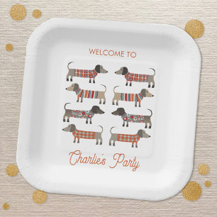 Assiettes En Carton Dachshund Wiener Sausage Chien Personnalisé