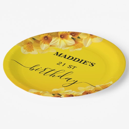 Assiettes En Carton Daffodil personnalisable Mars Fleur de naissance A (Angle)