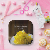 Assiettes En Carton Daffodiles rustiques et Mariage campagnard en bois (Fête)