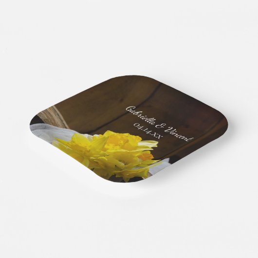 Assiettes En Carton Daffodiles rustiques et Mariage campagnard en bois (Angulaire)