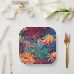 Assiettes En Carton Dahlia Tapisserie florale