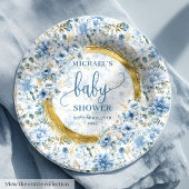 Assiettes En Carton Dainty boho pastel fleurs bleu or personnalisé