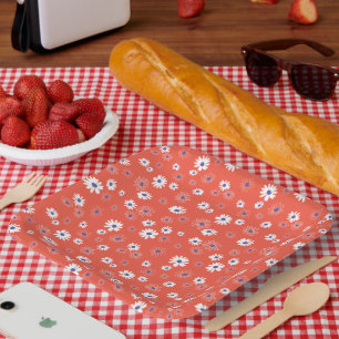 Assiettes En Carton Daisers Bleu rouge Bleu floral
