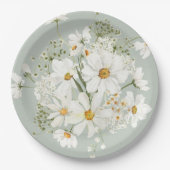 Assiettes En Carton Daisies Floral Aquarelle (Devant)