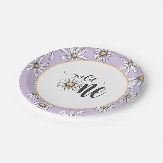 Assiettes En Carton Daisy Anniversaire - Wild One - Purple (Angle)