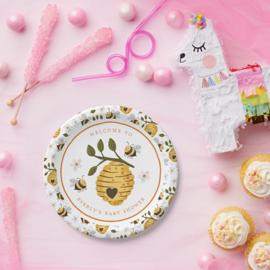 Assiettes En Carton Daisy Beehive Bumblebee Bee Baby shower (Fête)