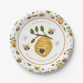 Assiettes En Carton Daisy Beehive Bumblebee Bee Baby shower (Devant)