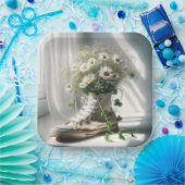 Assiettes En Carton Daisy Bouquet dans un Basket blanc (Fête)