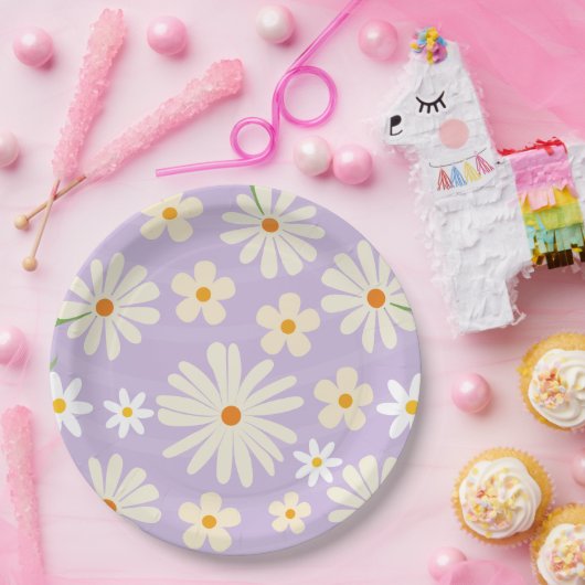 Assiettes En Carton Daisy Flower wild one Fille 1er anniversaire (Fête)