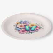 Assiettes En Carton Daisy Flowers with a Beautiful Butterfly (Angle)