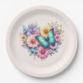 Assiettes En Carton Daisy Flowers with a Beautiful Butterfly (Devant)