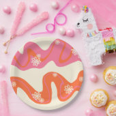 Assiettes En Carton Daisy Groove - Rose, orange et crème (Fête)