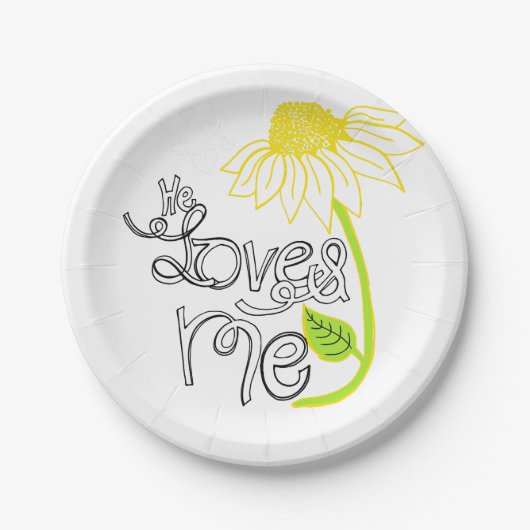 Assiettes En Carton Daisy Il M'Aime Plates De Papier (Devant)